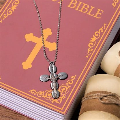 Prosty stylowy naszyjnik z wisiorkiem i amuletem religijnym Crucifx